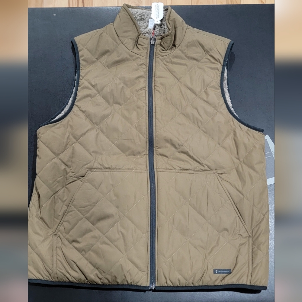 Men's Reversible Bark Brown Quilted Vest XL